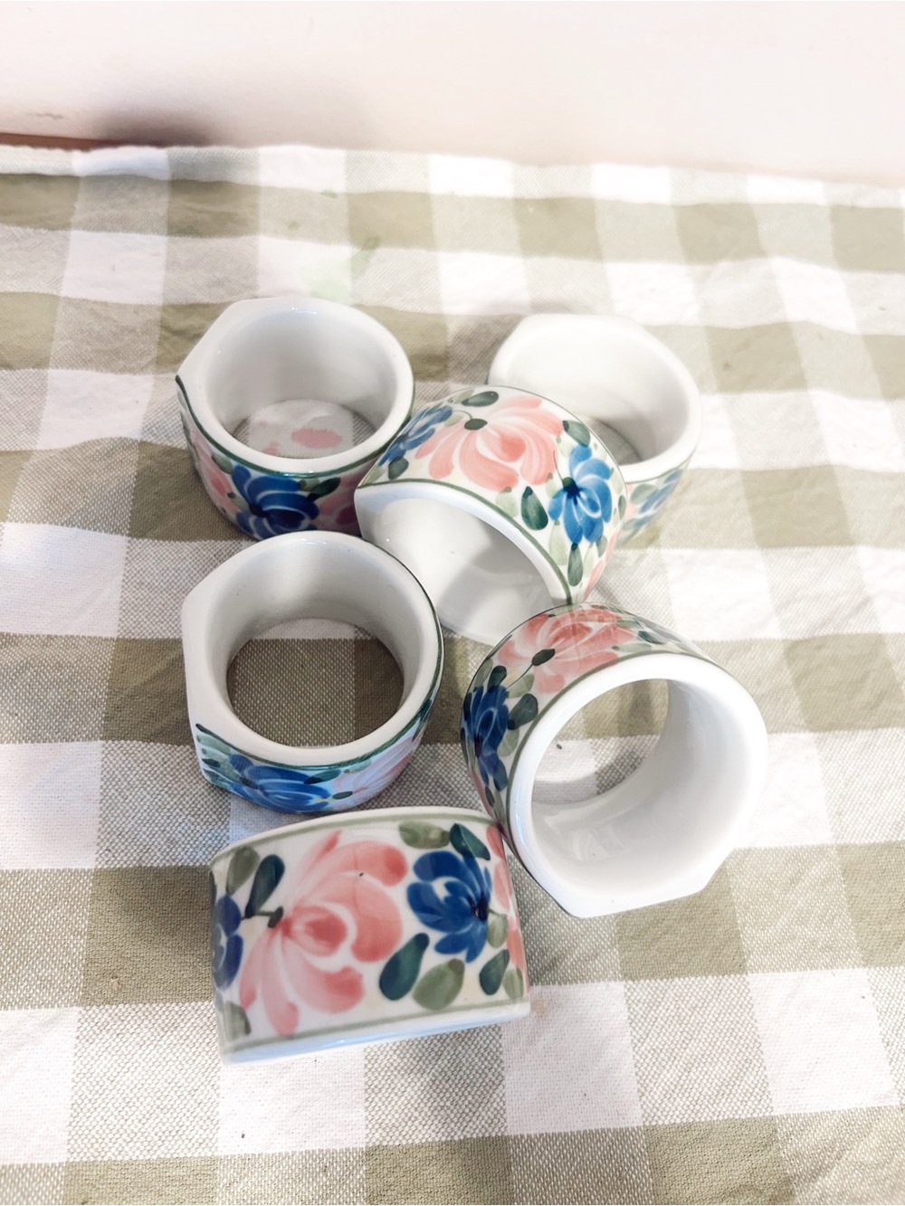 Vintage Audrey Floral Ceramic Napkin Rings - Set of 6